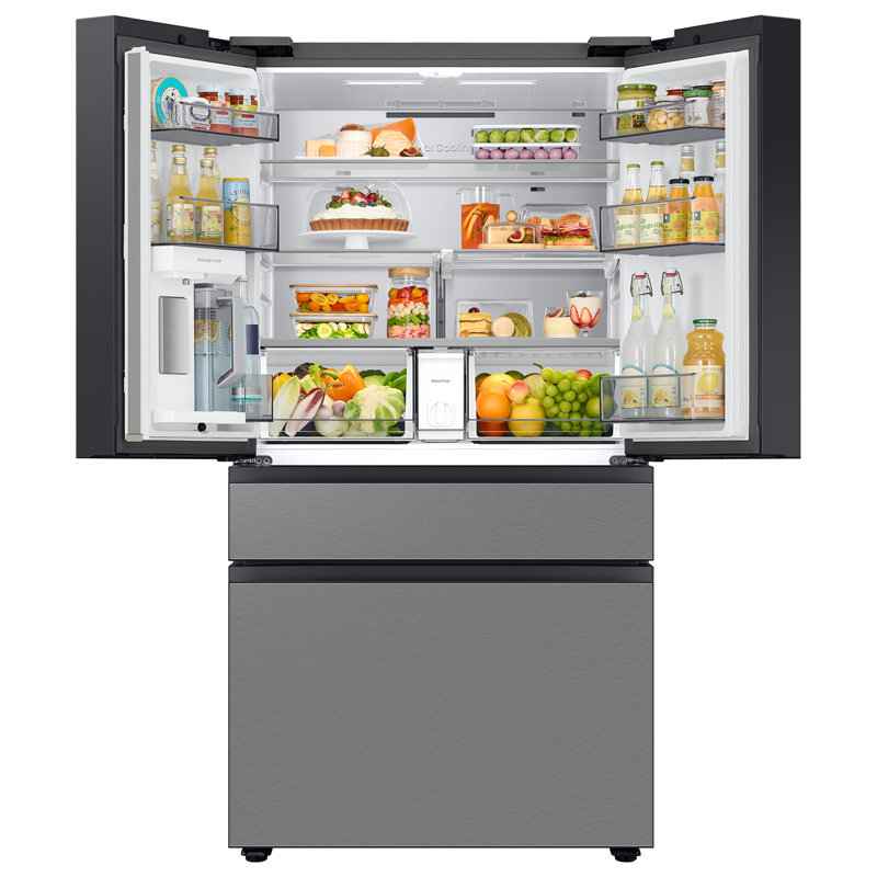  Samsung 23 cu. ft. Bespoke Counter Depth 4-Door French Door Refrigerator with Inner Beverage Center in Fingerprint Resistant Stainless Steel