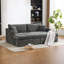 Sofa deux places extra large avec deux poufs, revêtement en chenille-135081827
