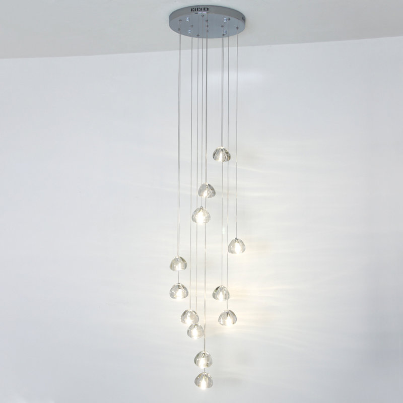 Bigham 12 - Light Cluster Teardrop Pendant, Chrome Electroplated
