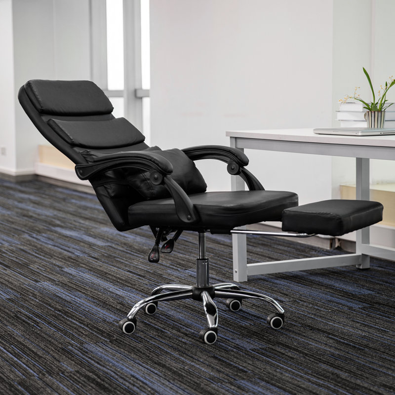 Fauteuil de direction inclinable en similicuir avec repose-pieds extensible, siège d'ordinateur ergonomique réglable