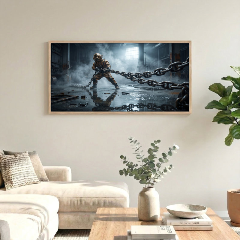 Ensemble de 1 tableau mural sur toile de style industriel sombre, 40“W x 20”H, Natural