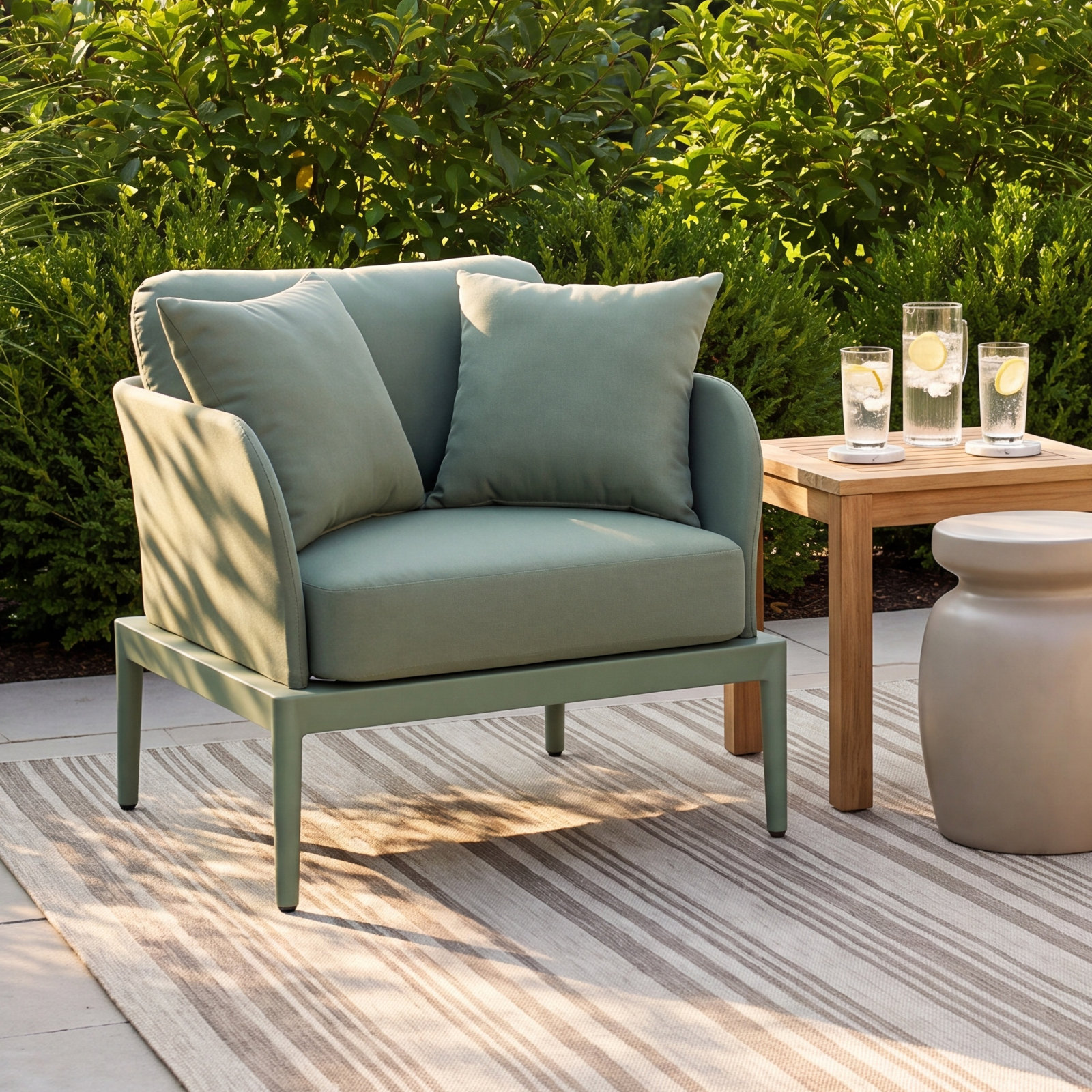 Idda Aluminum Outdoor Lounge Chair, Green