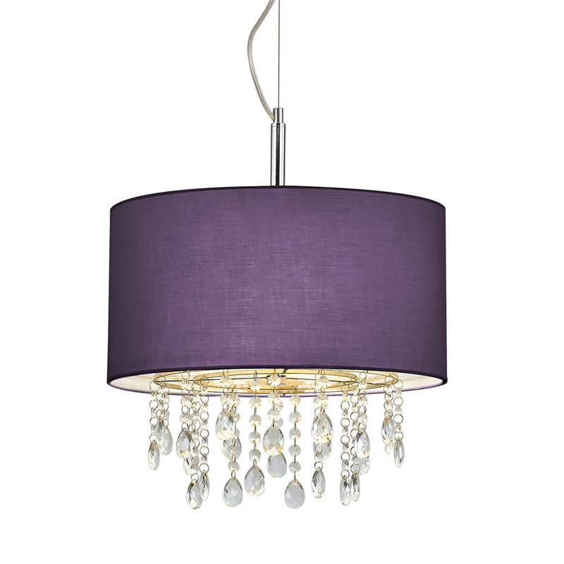 Bixby 3 - Light Fabric Drum Chandelier, Purple