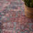 Machine Washable Oriental Blue/Brick Red Area Rug-1977683927