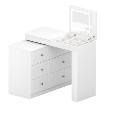 Vanity Desk With Mirror And Lights, Makeup Vanity Table With Flip-Top Tabletop And Storage
