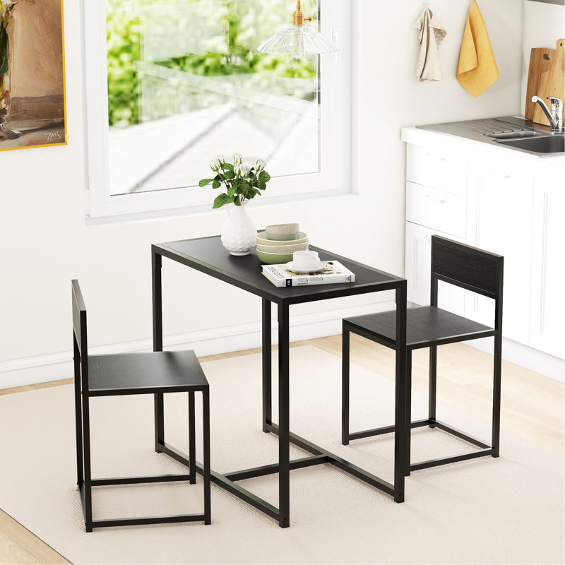 Ensemble de table de salle à manger industriel 3 pièces pour 2 personnes HOMcom, table de cuisine et chaises, ensembles de salle à manger pour petits espaces, noir