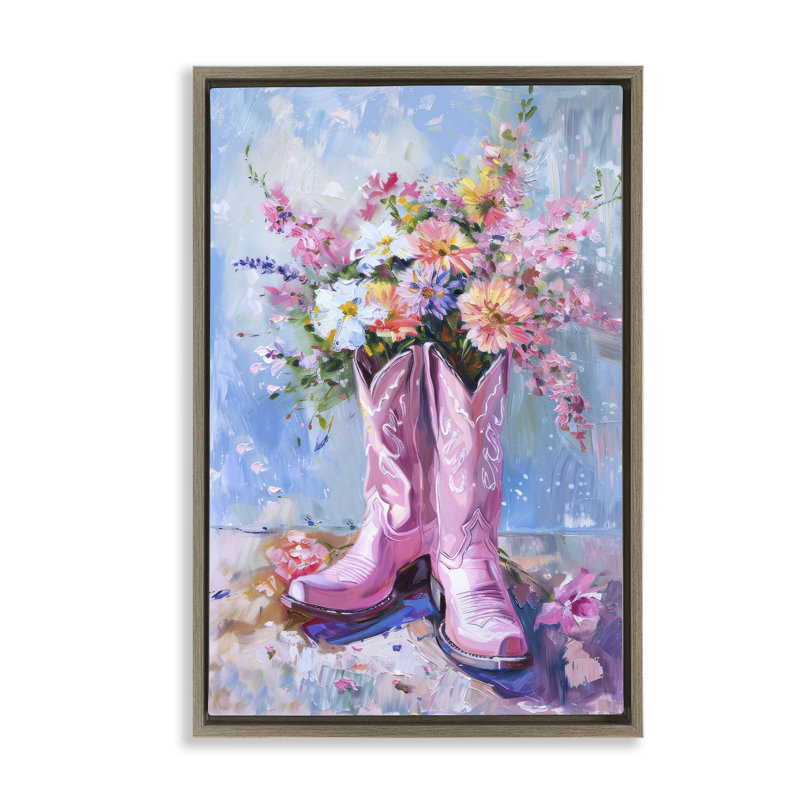 Toile flottante encadrée par des pétales, Cadre flottant orme Montalcino, H 31 po x l 21 po
