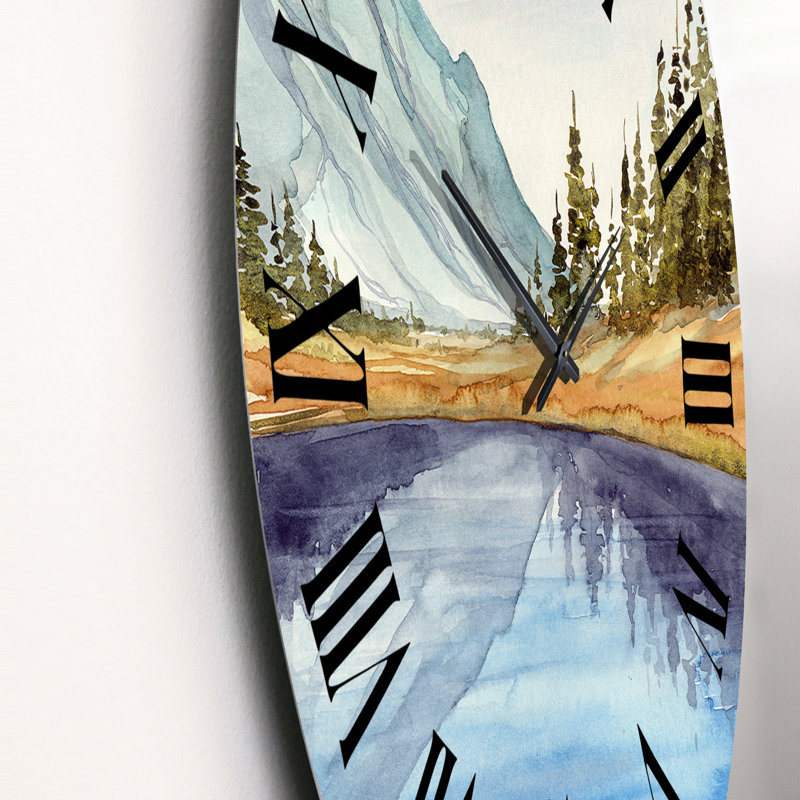 Horloge murale Forest Lake avec les sapins, Moyen