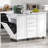 Rolling Kitchen Island on 5 Wheels with Tilt Trash Can Cabinet and Drop Leaf-118094528