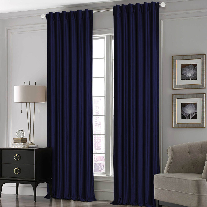 Mckyla Velvet Room Darkening Curtain Pair, 50" W  x 84" L, Indigo