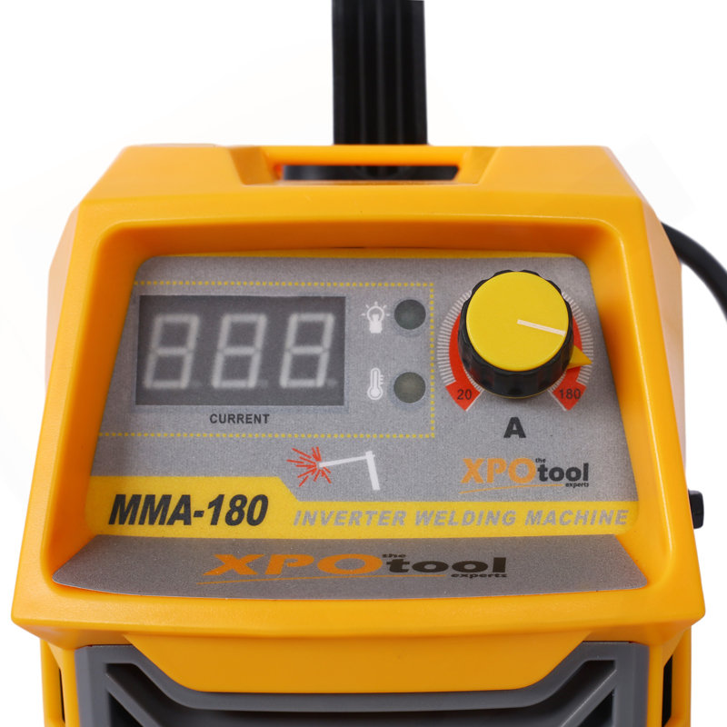 Soudeuse 110 / 220V MMA, soudeuse à l'arc 180 A, inverseur IGBT à affichage numérique, soudeuse à démarrage à cristaux liquides avec support d'électrode, pince de travail, câble adaptateur d'entrée double tension continue