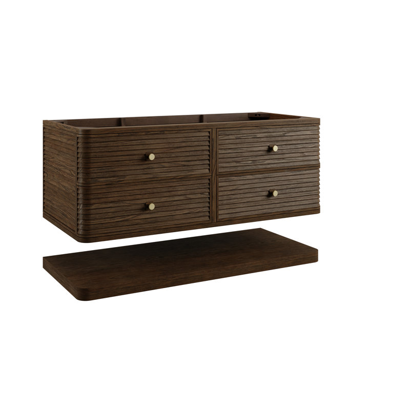 Allamari 48" W Single Vanity, Single-Hole, Sable Oak, White Zeus Silestone