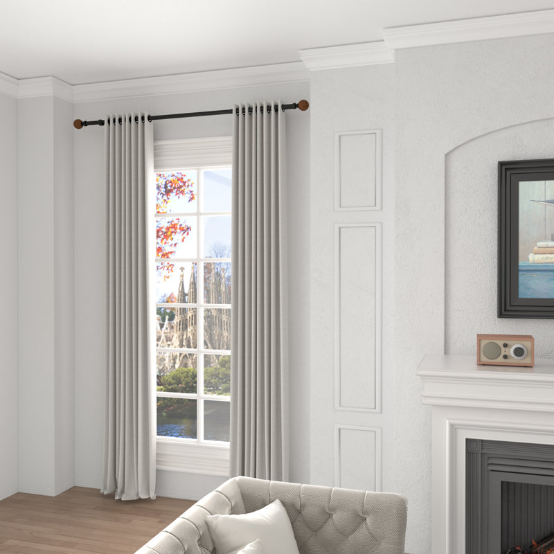 48" Adjustable Single Curtain Rod and Coordinating Finial Set, 84" - 120"