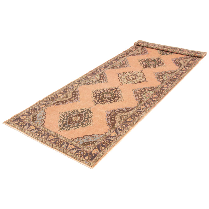 Tapis de couloir unique en laine noué à la main style années 1990 de 5 pi x 13 pi 10 po Monea