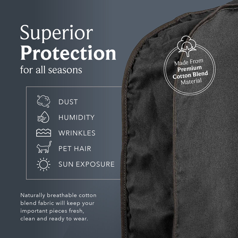 Sac à vêtements en popeline respirante, H 45 po x l 22 po x P 4 po, Noir