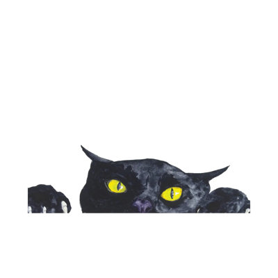 Funny Peeking Black Cat by Alexey Dmitrievich Shmyrov - Wrapped Canvas Print