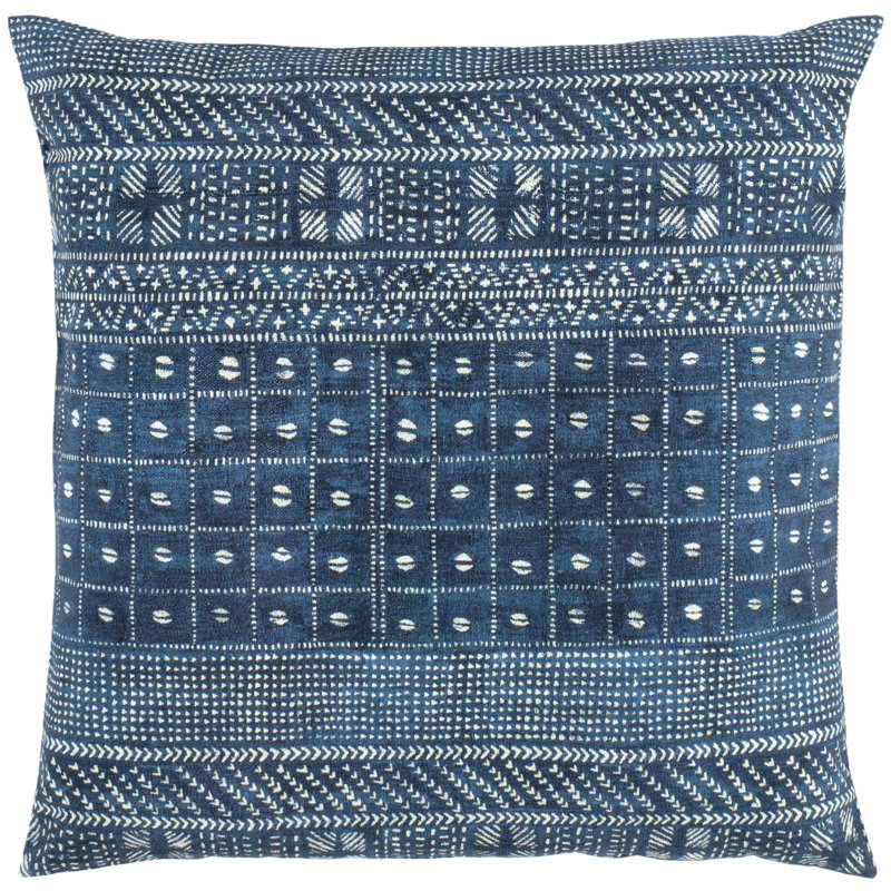 Indigo Blue Cotton-Linen Queen Sham with Button Closure