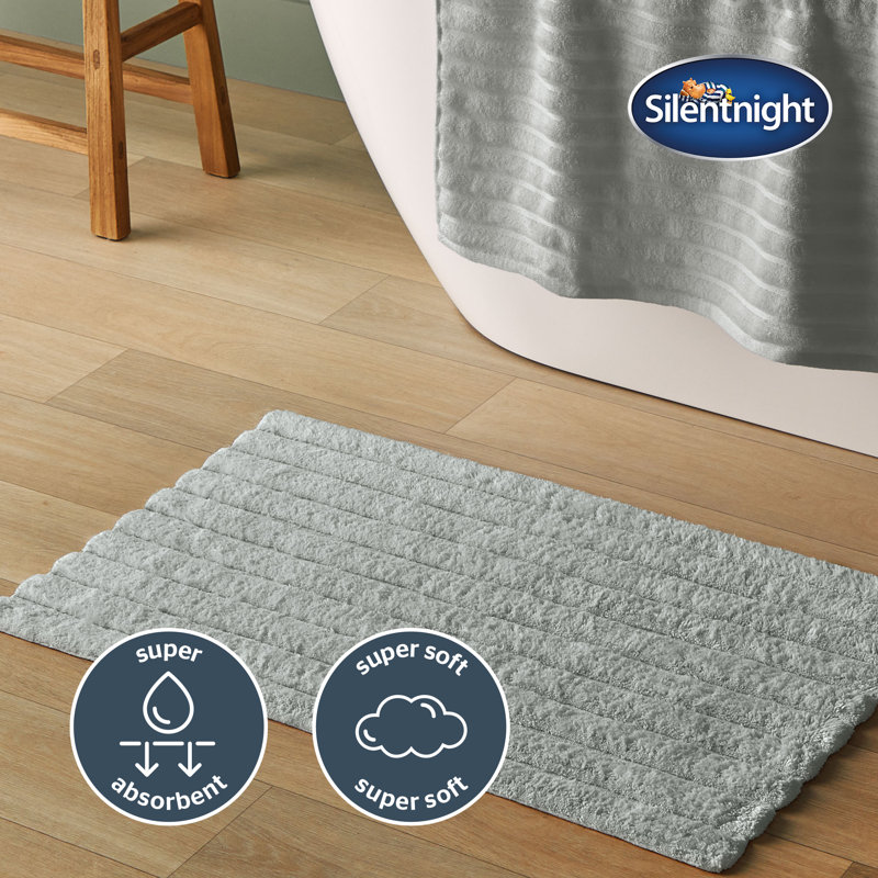 Silentnight Ribbed Cotton Rectangle Bathmat 100% Cotton BCI, Grey