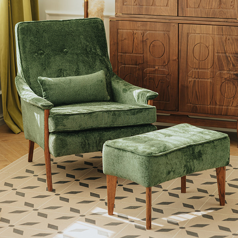 Fauteuil et repose-pieds capitonnés en chenille de 29,13 po de largeur