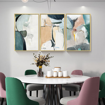 Abstrait, art mural - ensemble de 3 reproductions en aluminium sur toile, décoration murale pour salon, chambre à coucher, salle de bain QS10-4
