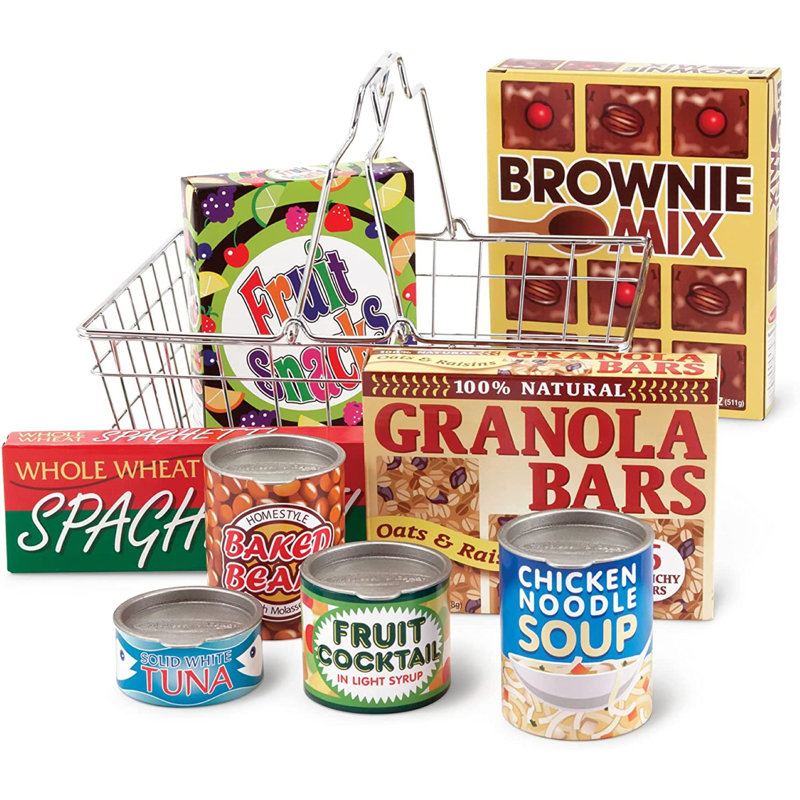 Melissa & Doug Let's Play House! Grocery Basket with Play Food Learning Tools