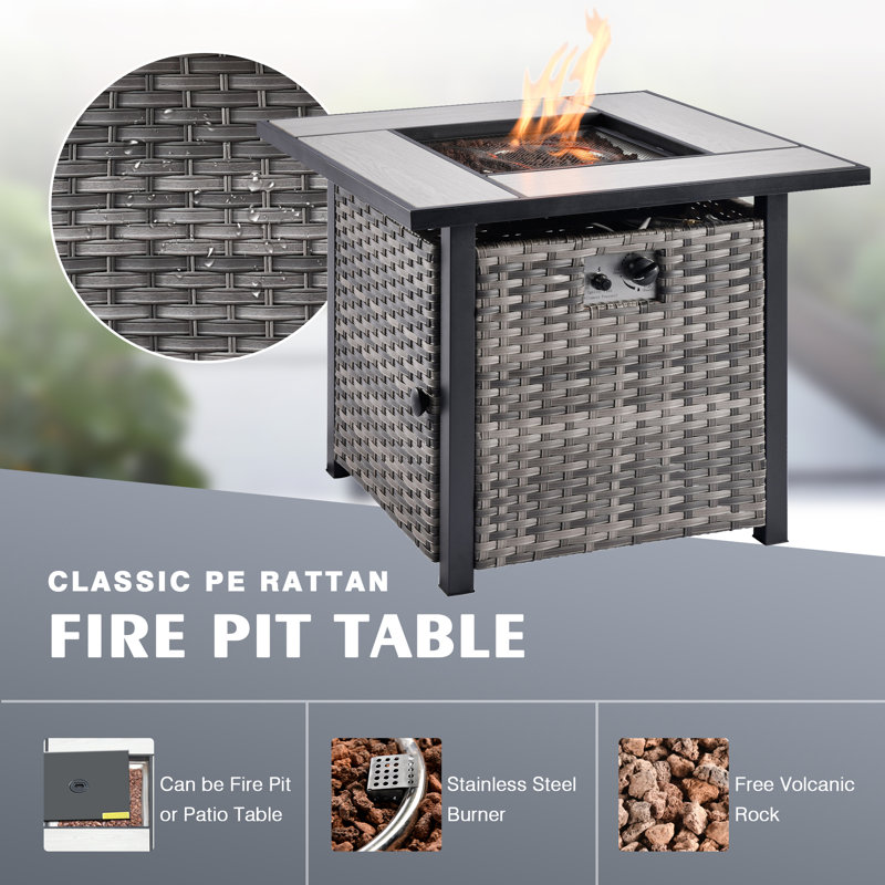 Klodjana Premium All-Weather Wicker 7 - Person Patio Conversation Set with Cushions, Gray, Gray