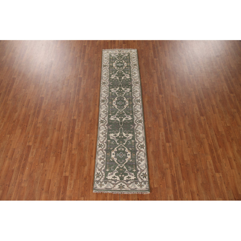 Tapis de couloir vert vert Oushak 3 x 10