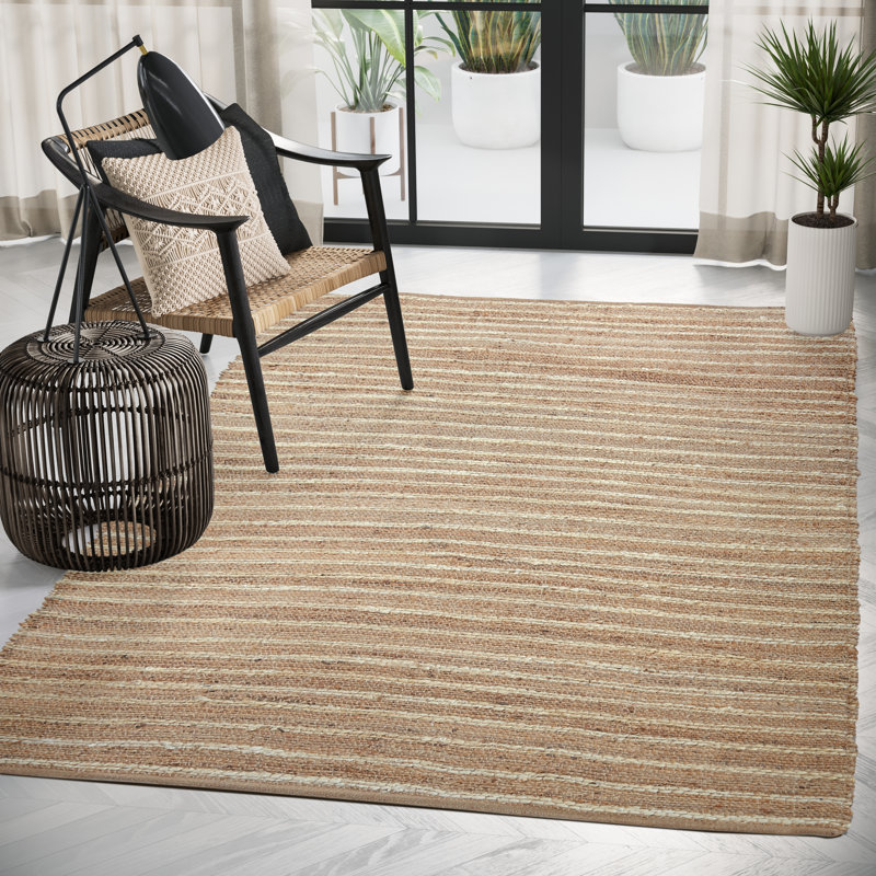 Tapis ivoire en fibres naturelles Abani Savoie JUT170A, Rectangle 5 pi 3 po x 7 pi 6 po