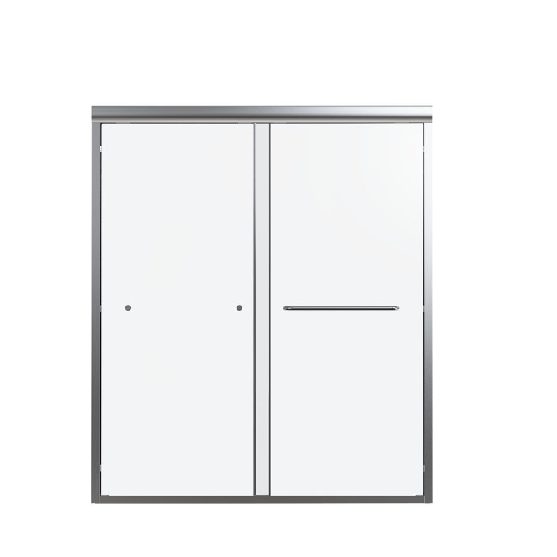 Porte de contournement double H 70 po, largeur 56 à 60 po, verre trempé de 6 mm, demi-douche H attrayante, résistance à la rouille de 1/4 po