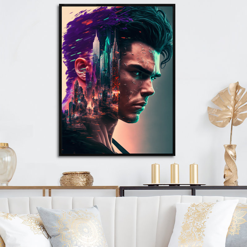 - Art mural moderne sur toile, H 20 po x l 12 po x P 1 po, Cadre flottant noir