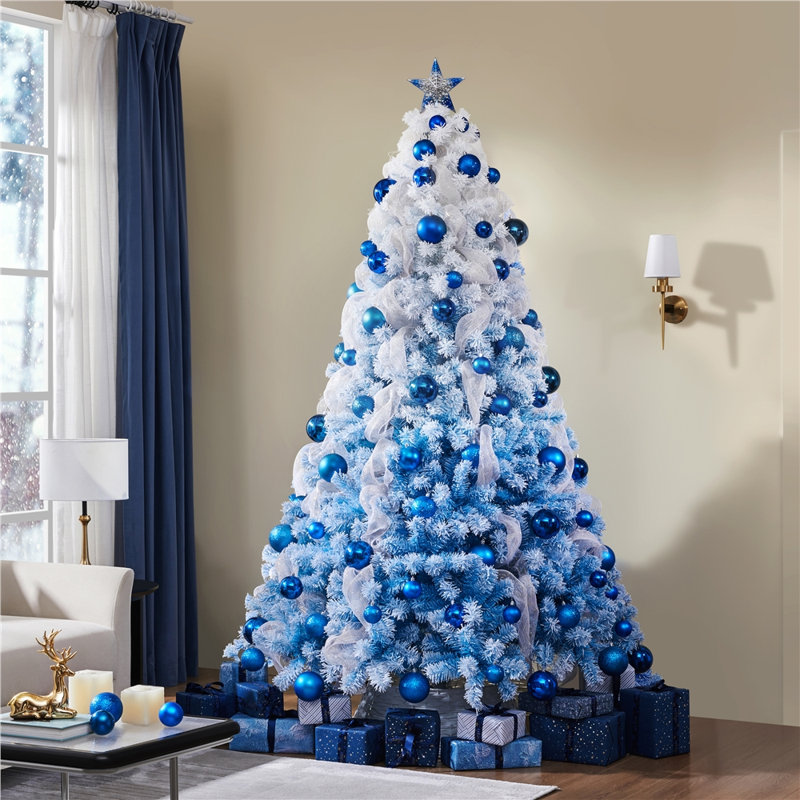 Arbre de Noël artificiel en épinette Jaleana, 7.5', Dégradé bleu lac