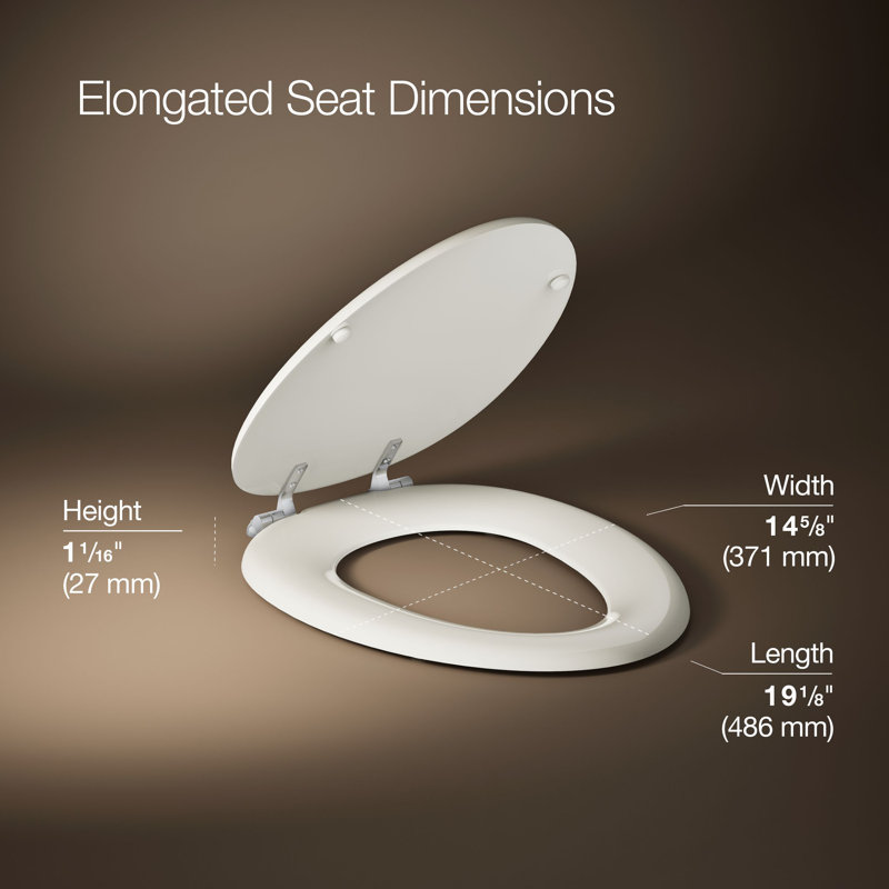 Kathryn Elongated Toilet Seat, Biscuit, Polished Chrome