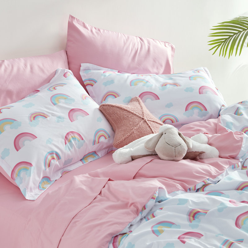  Space Rocket Reversible Duvet Cover Set, Twin/Twin XL, Rainbow