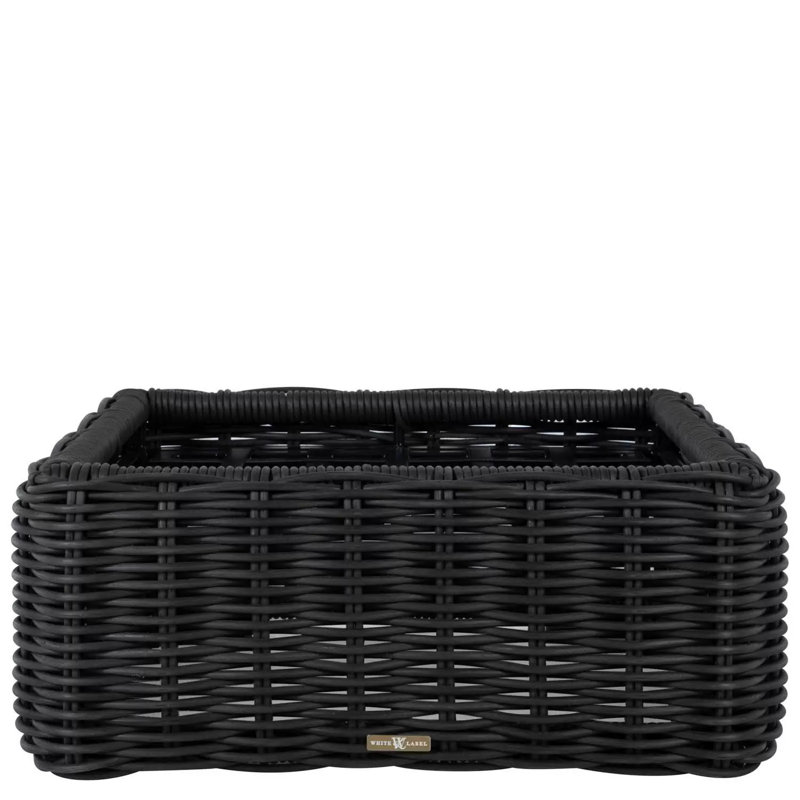 Montecito N-Dura Resin Wicker Outdoor Woven Ottoman - Onyx, 34.5 In., Yes, Arbor Chambray