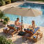 Parasol de marché double face 15 pi avec base robuste-291150056