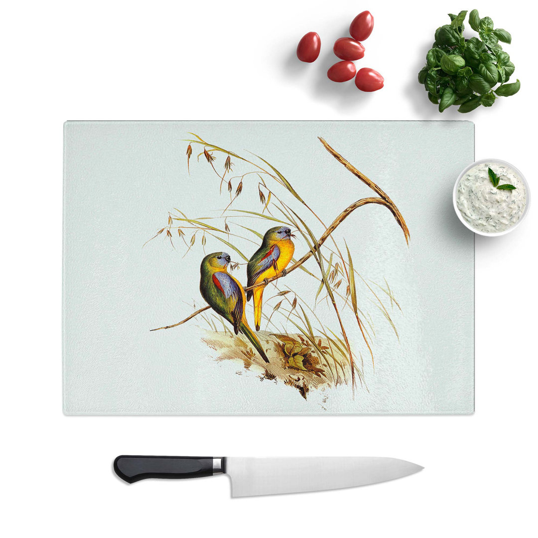 Glass Grass-Parakeets by Elizabeth Gould Chopping Board