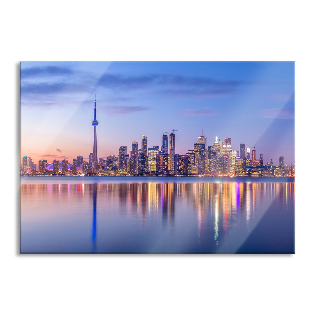 Glasbild Skyline Toronto in der Abenddämmerung