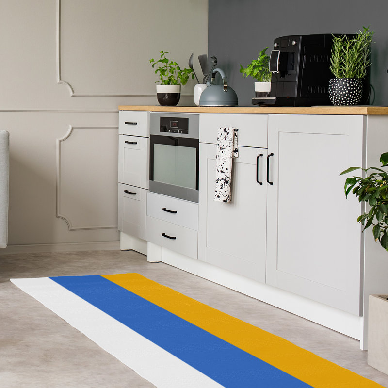 Tapis bleu/jaune, Tapis de couloir 2 pi 6 po x 8 pi