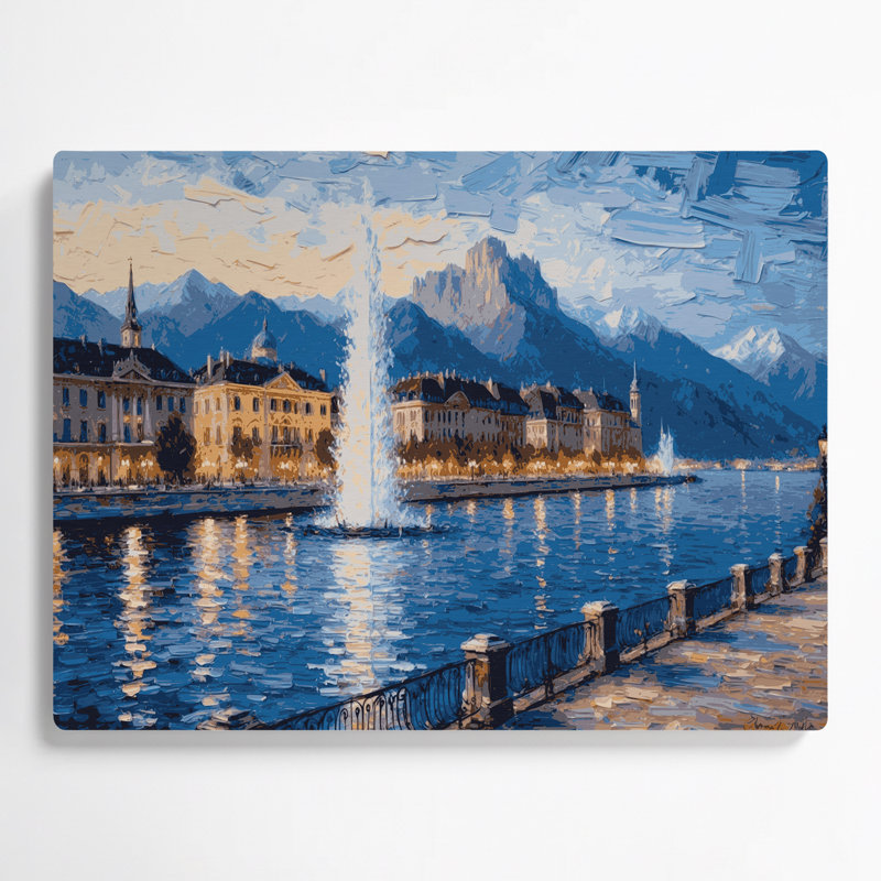 Art mural bleu en villes, Geneva, Suisse, H 11 po x l 14 po
