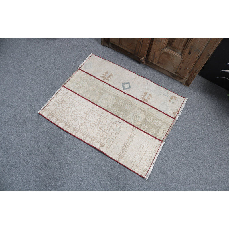 Delightful Handcrafted Turkish Rug in Neutral Tones with Accents and Unique Geometric Design