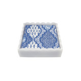 Provençal Cotton Pink White Scalloped Cocktail Napkin Box Set