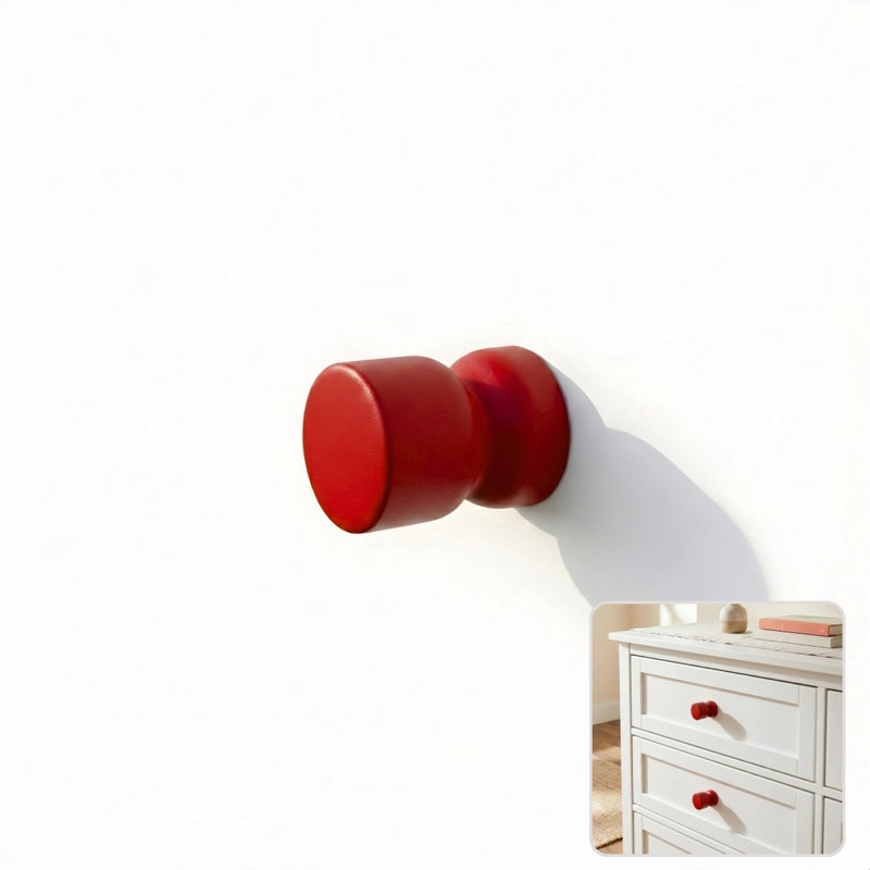ROUS Harwdare Mid-Century Modern Hourglass Knob, Rose (Red)
