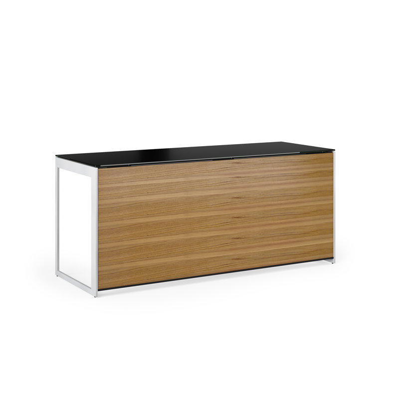 Sequel 20 Writing Desk, 24.75" H x 66" W x 24" D, Natural Walnut/Satin Nickel