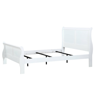Twin Size White Solid Wood Bedroom Bed - With Headboard And Drawer Bottoms Contemporary