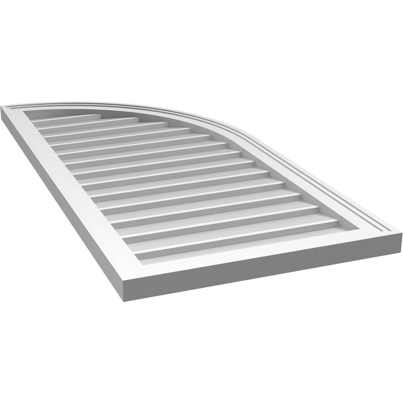 Quarter Round Top Right Surface Mount Signature Urethane Non-Functional Gable Vent, Primed Tan, 42" H x 20" W x 1.5" D