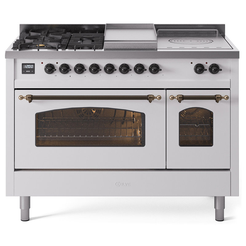 ILVE Nostalgie II 48 Dual Fuel Range, Stainless Steel/Chrome, Natural Gas