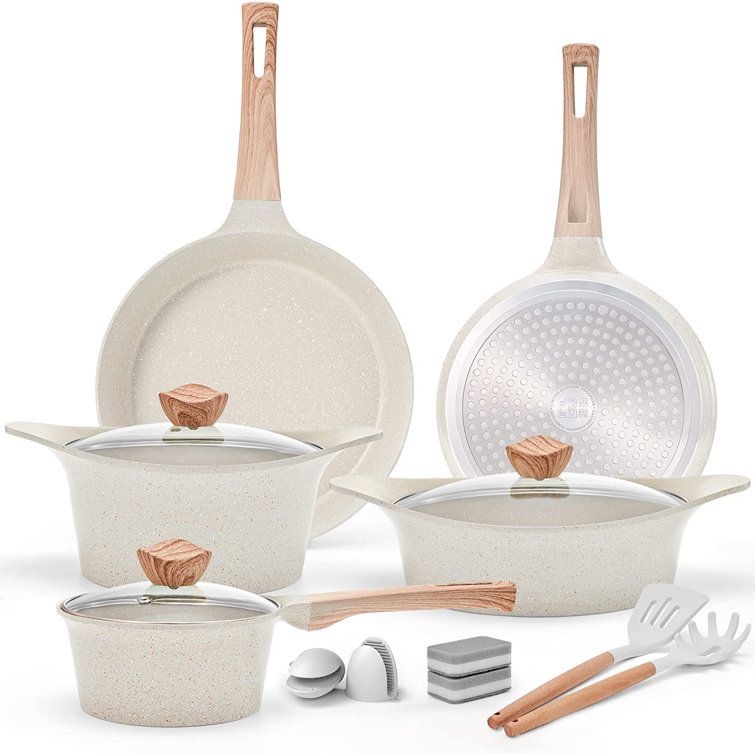 Caannasweis 8 Pieces Pots and Pans Non Stick Pan White Pot Sets Nonstick Cookware  Sets w/ Grill Pan & Reviews