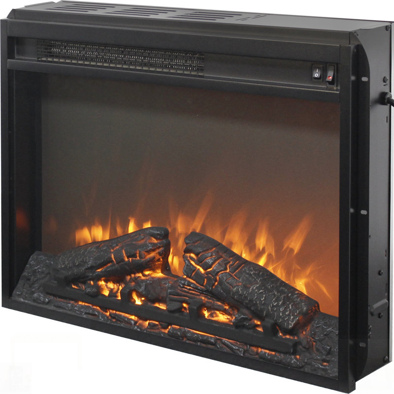 Electric Fireplace Insert Heater With Realistic Flame And Log Set, Safe Overheating Protection