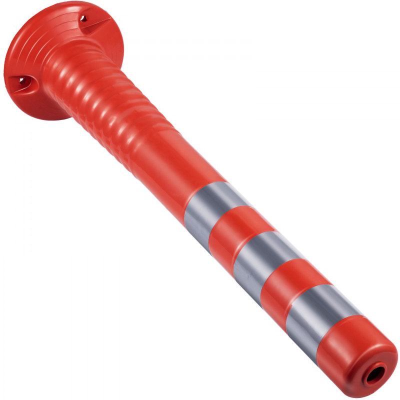 Trappeur délinéateur, cône de canalisation 6 PCS, trousse de poteau délinéateur de 30 po de hauteur, poteau de circulation en polyuréthane, cônes de sécurité orange, poteaux à ressort portables avec base, cônes barrières avec bandes réfléchi
