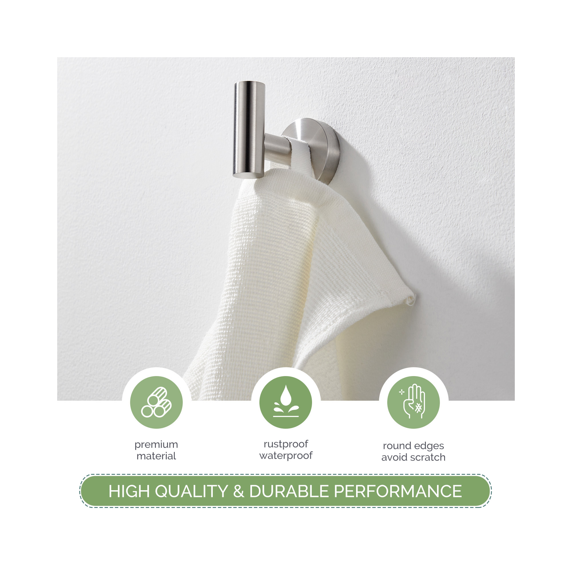 Wall Mounted Towel Hook, Brushed Nickel
